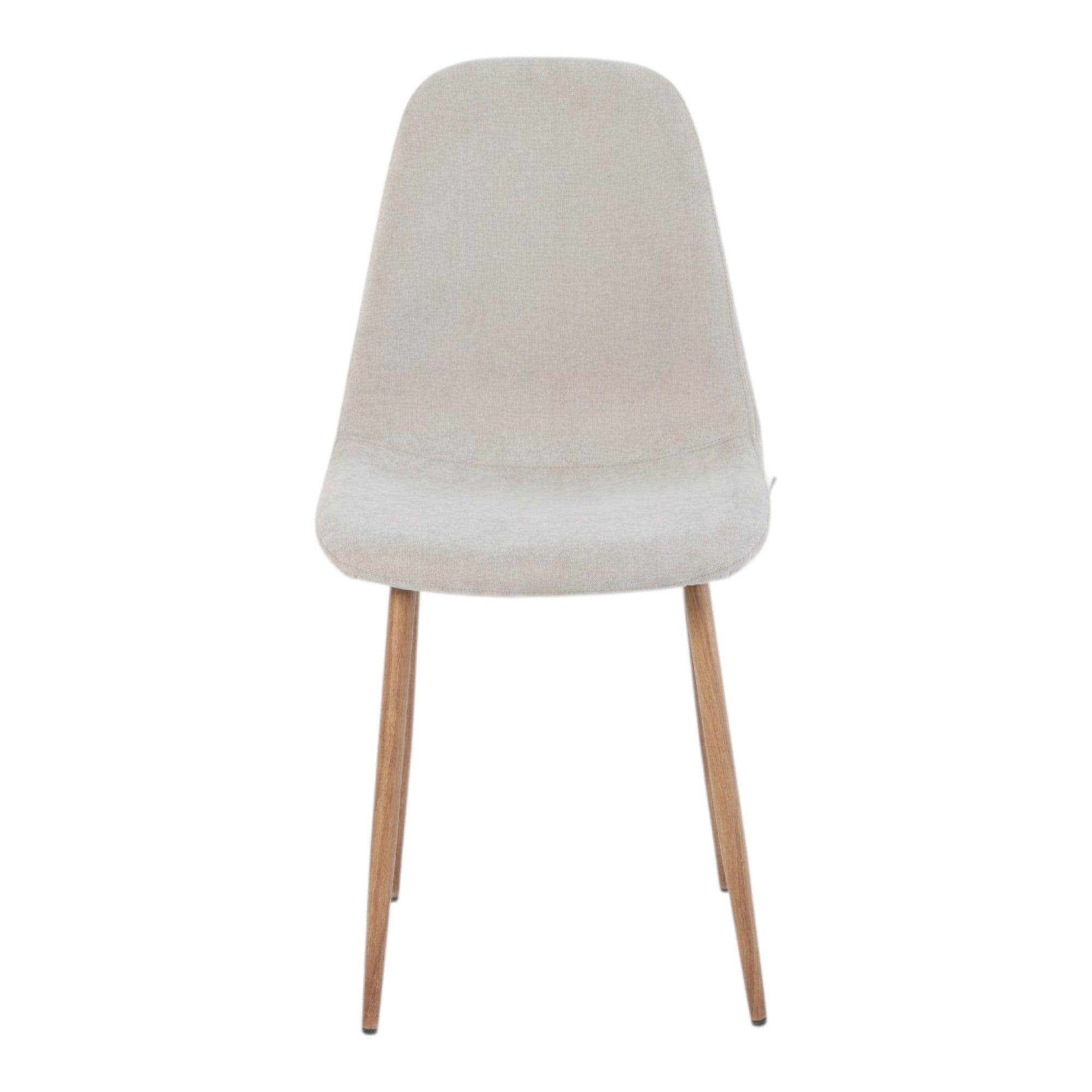 4 chaises tissu beige pieds métal imitation bois - NOAH