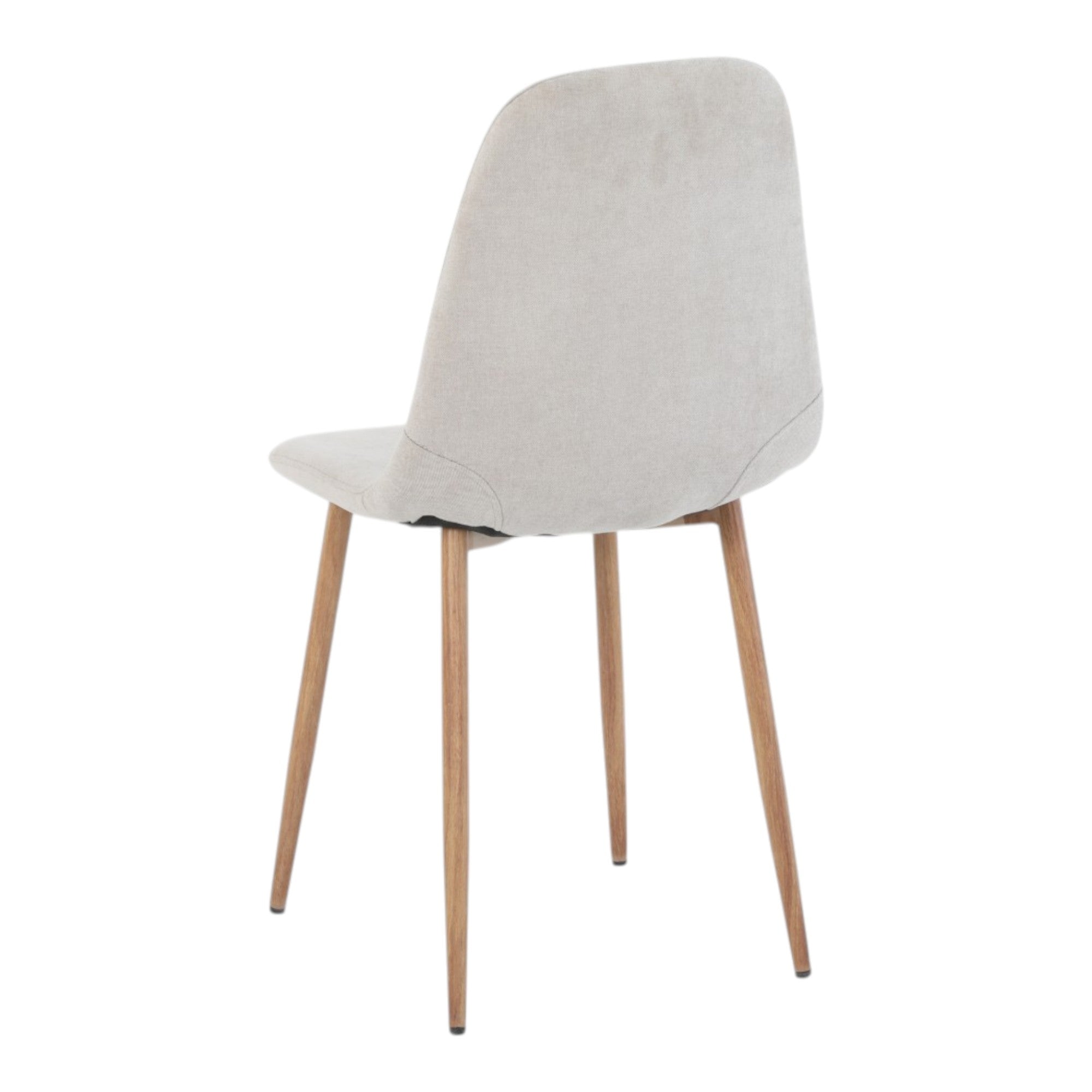 4 chaises tissu beige pieds métal imitation bois - NOAH