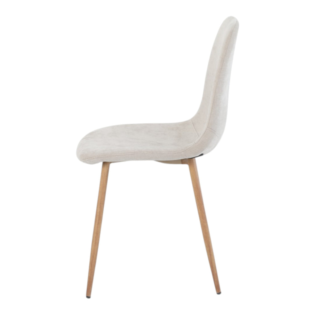 4 chaises tissu beige pieds métal imitation bois - NOAH