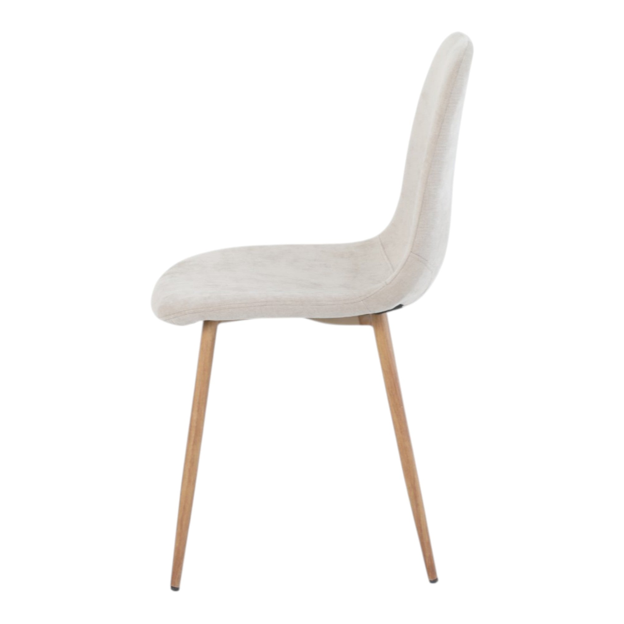 4 chaises tissu beige pieds métal imitation bois - NOAH