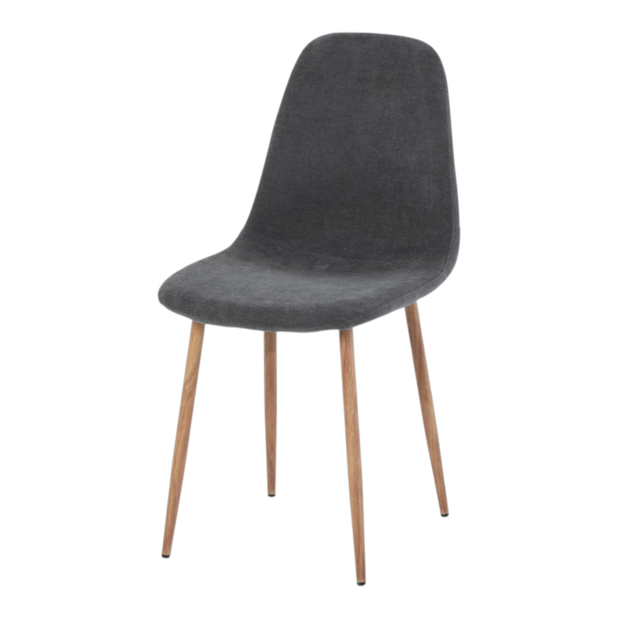 4 chaises tissu gris pieds métal imitation bois - NOAH