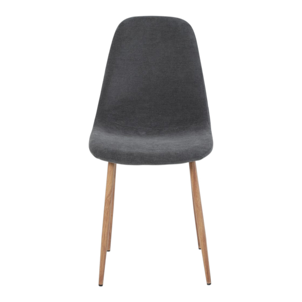 4 chaises tissu gris pieds métal imitation bois - NOAH