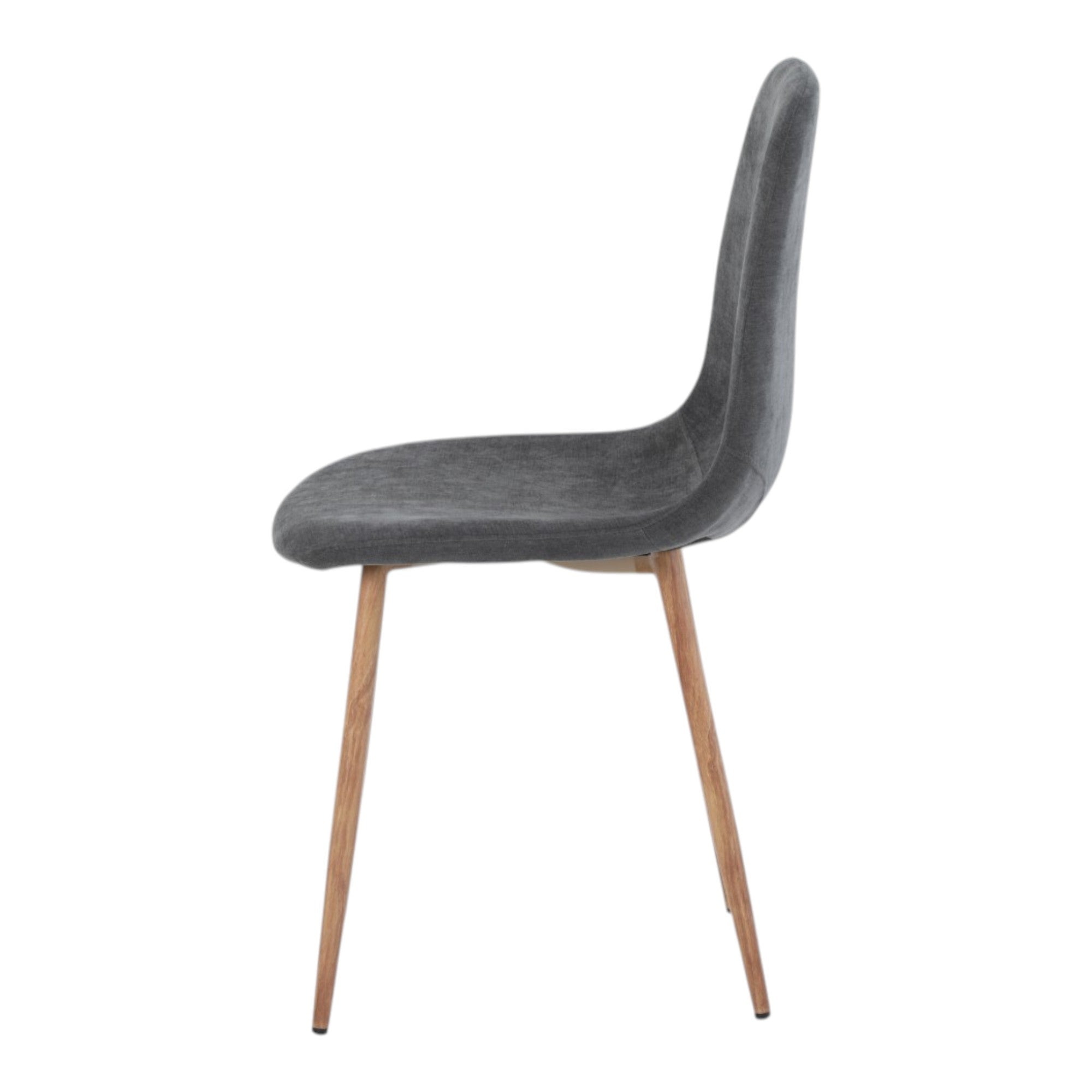 4 chaises tissu gris pieds métal imitation bois - NOAH