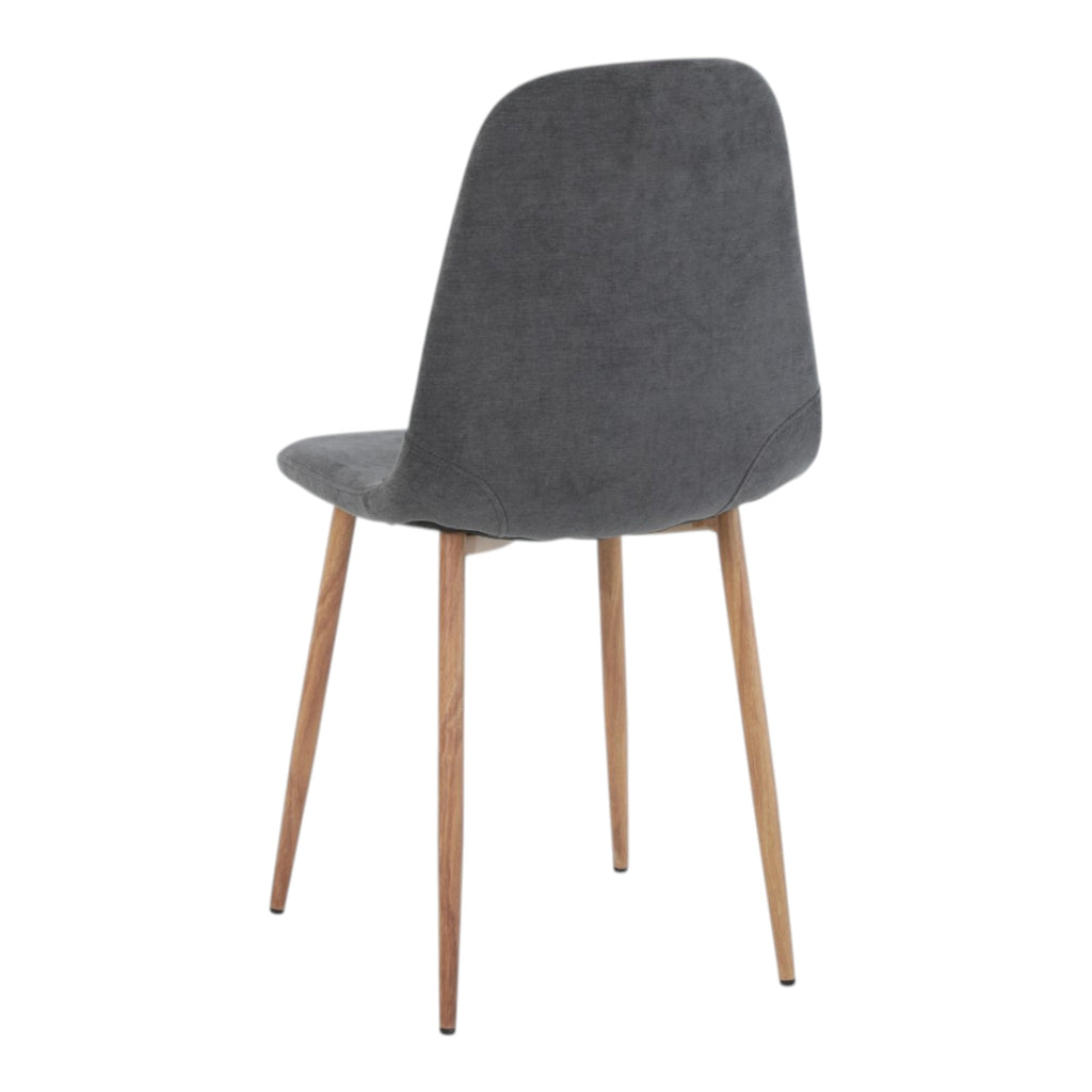 4 chaises tissu gris pieds métal imitation bois - NOAH