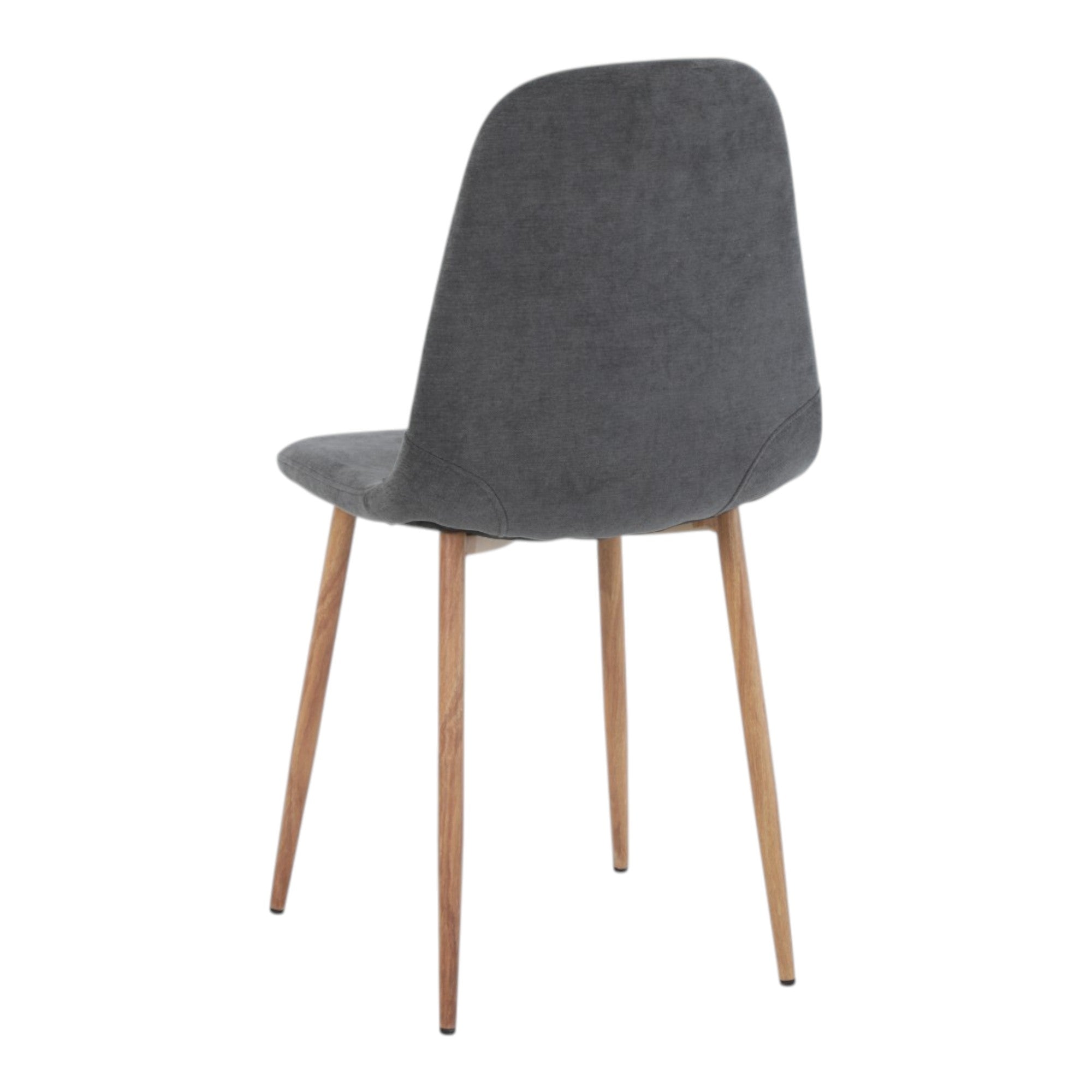 4 chaises tissu gris pieds métal imitation bois - NOAH