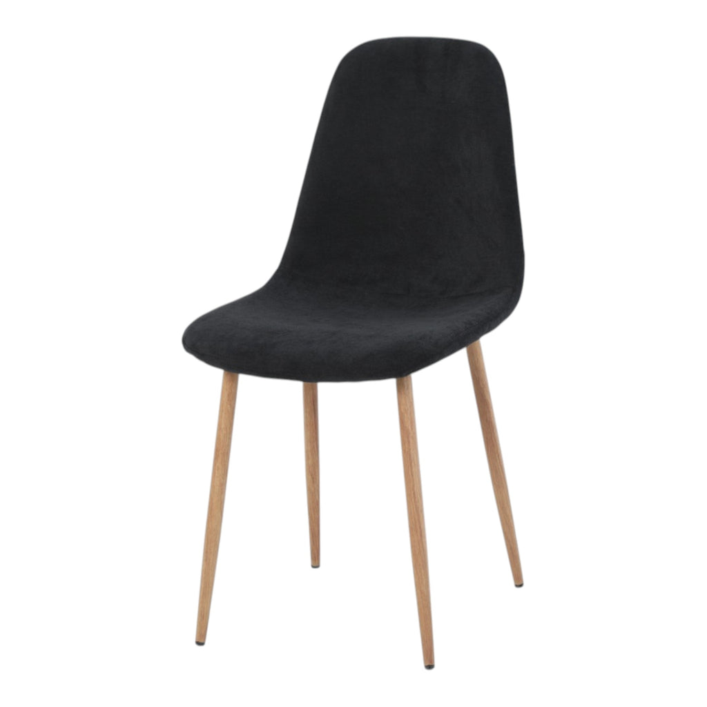 4 chaises tissu noir pieds métal imitation bois - NOAH
