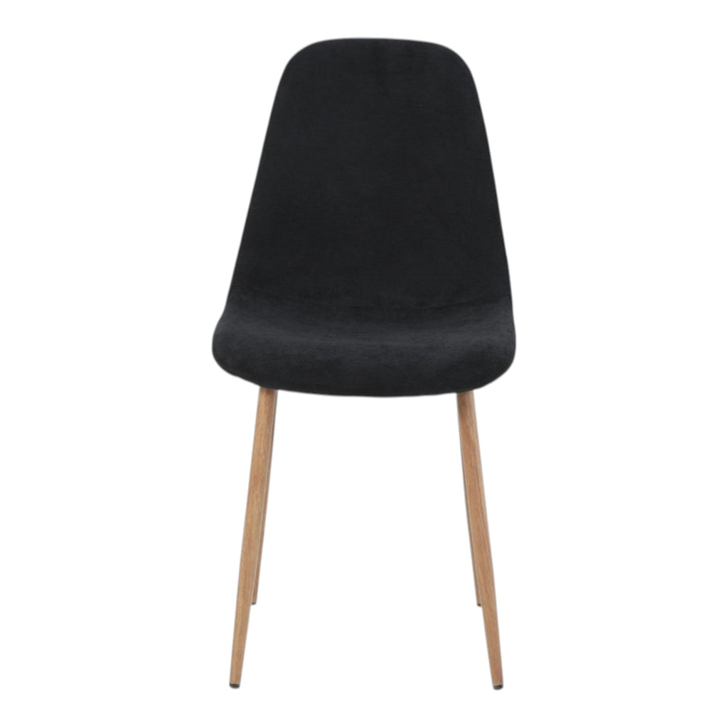 4 chaises tissu noir pieds métal imitation bois - NOAH