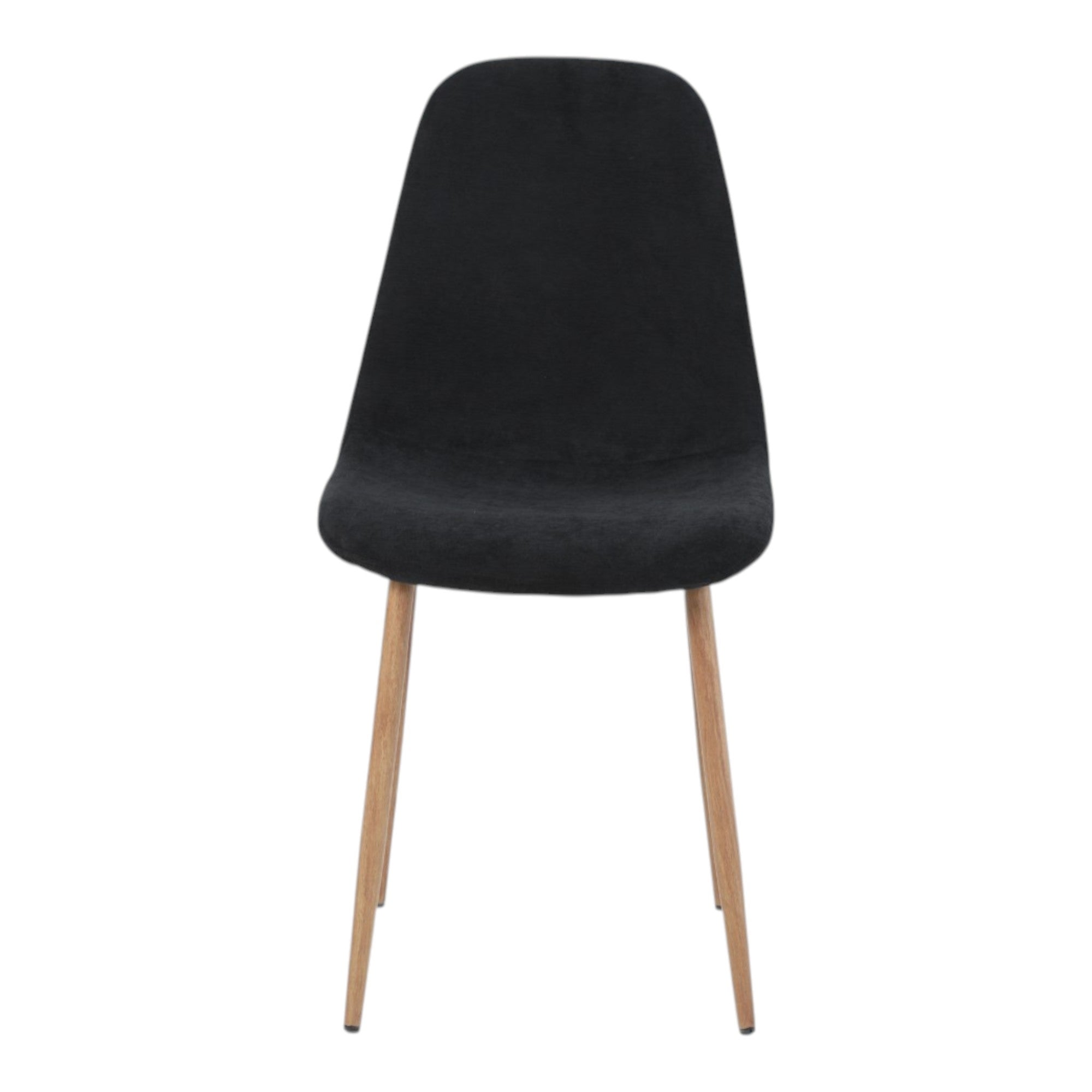 4 chaises tissu noir pieds métal imitation bois - NOAH