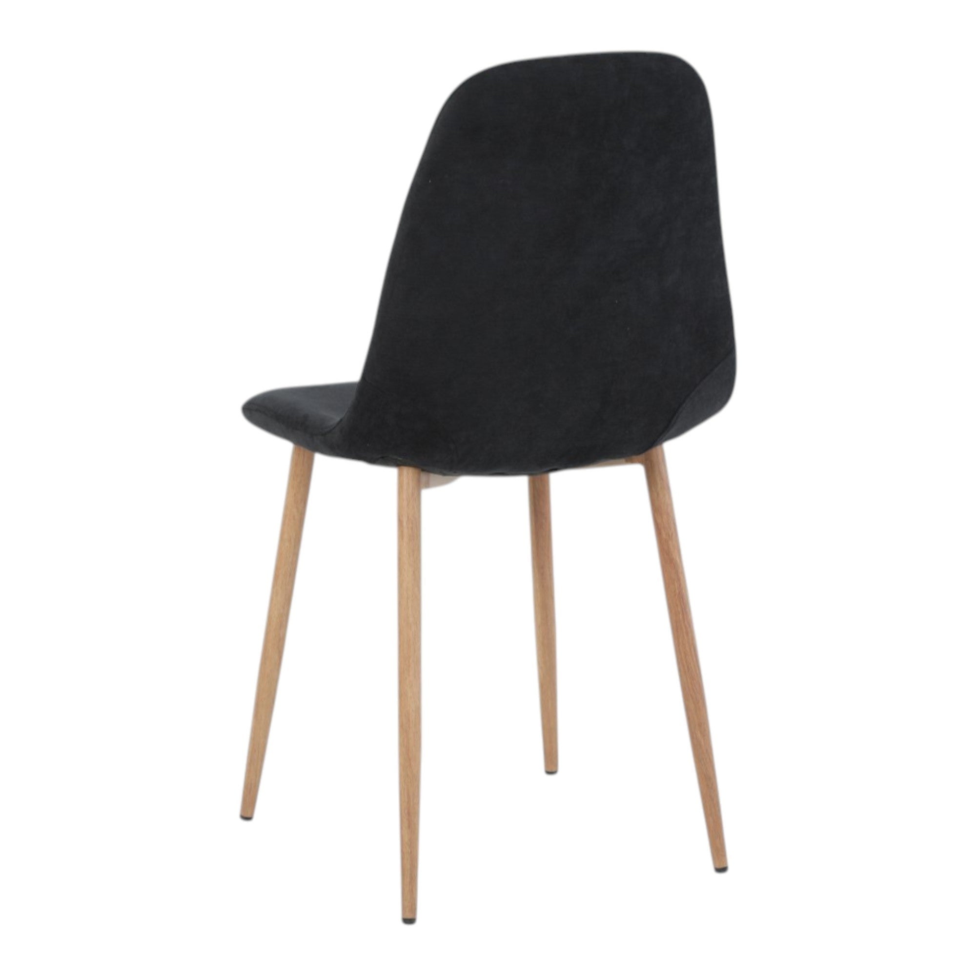 4 chaises tissu noir pieds métal imitation bois - NOAH