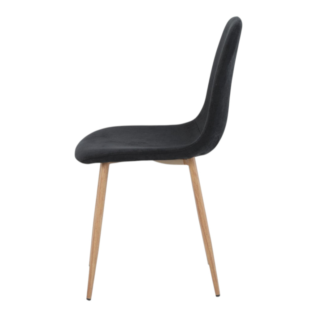 4 chaises tissu noir pieds métal imitation bois - NOAH