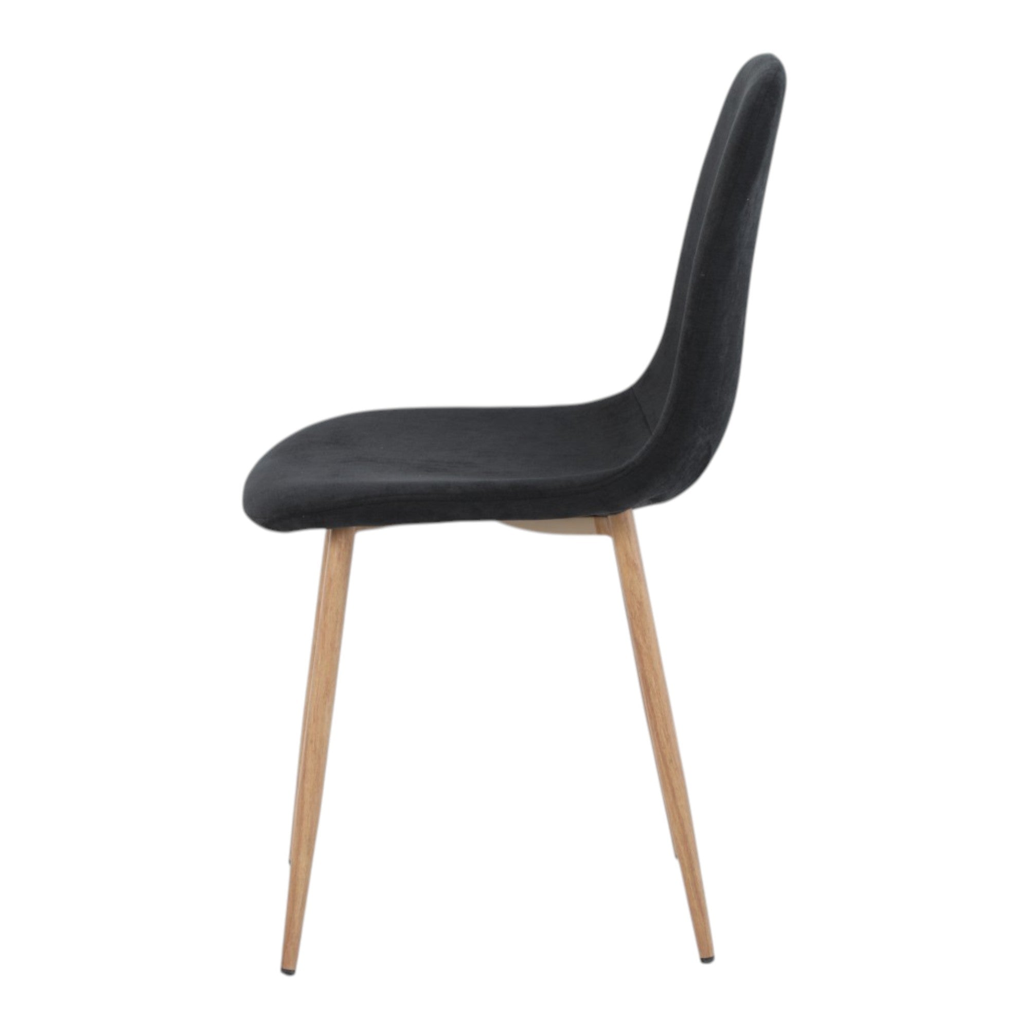 4 chaises tissu noir pieds métal imitation bois - NOAH