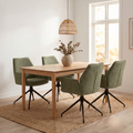 2 chaises avec accoudoirs pivotantes tissu vert - FITOUS II