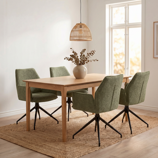Lot de 2 chaises avec accoudoirs pivotantes tissu vert - FITOUS II