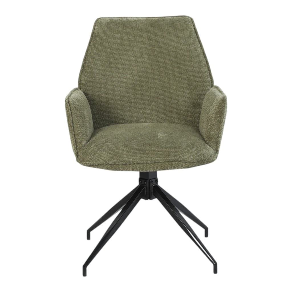 2 chaises avec accoudoirs pivotantes tissu vert - FITOUS II