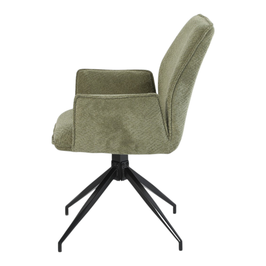 2 chaises avec accoudoirs pivotantes tissu vert - FITOUS II