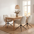 2 chaises avec accoudoirs pivotantes tissu beige - FITOUS II