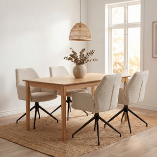 Lot de 2 chaises avec accoudoirs pivotantes tissu beige - FITOUS II