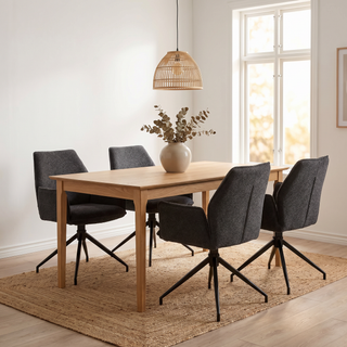 Lot de 2 chaises avec accoudoirs pivotantes tissu noir - FITOUS II