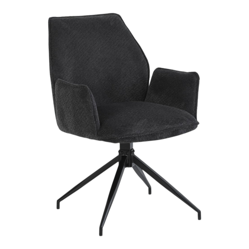 Lot de 2 chaises avec accoudoirs pivotantes tissu noir - FITOUS II