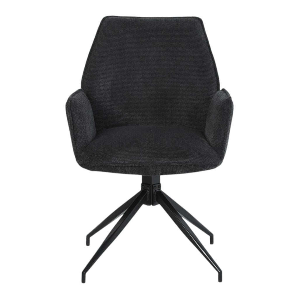 Lot de 2 chaises avec accoudoirs pivotantes tissu noir - FITOUS II