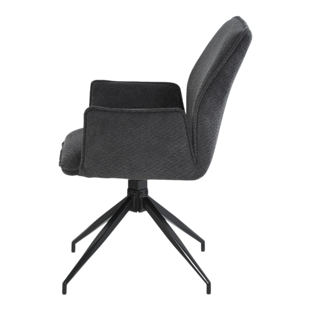 Lot de 2 chaises avec accoudoirs pivotantes tissu noir - FITOUS II