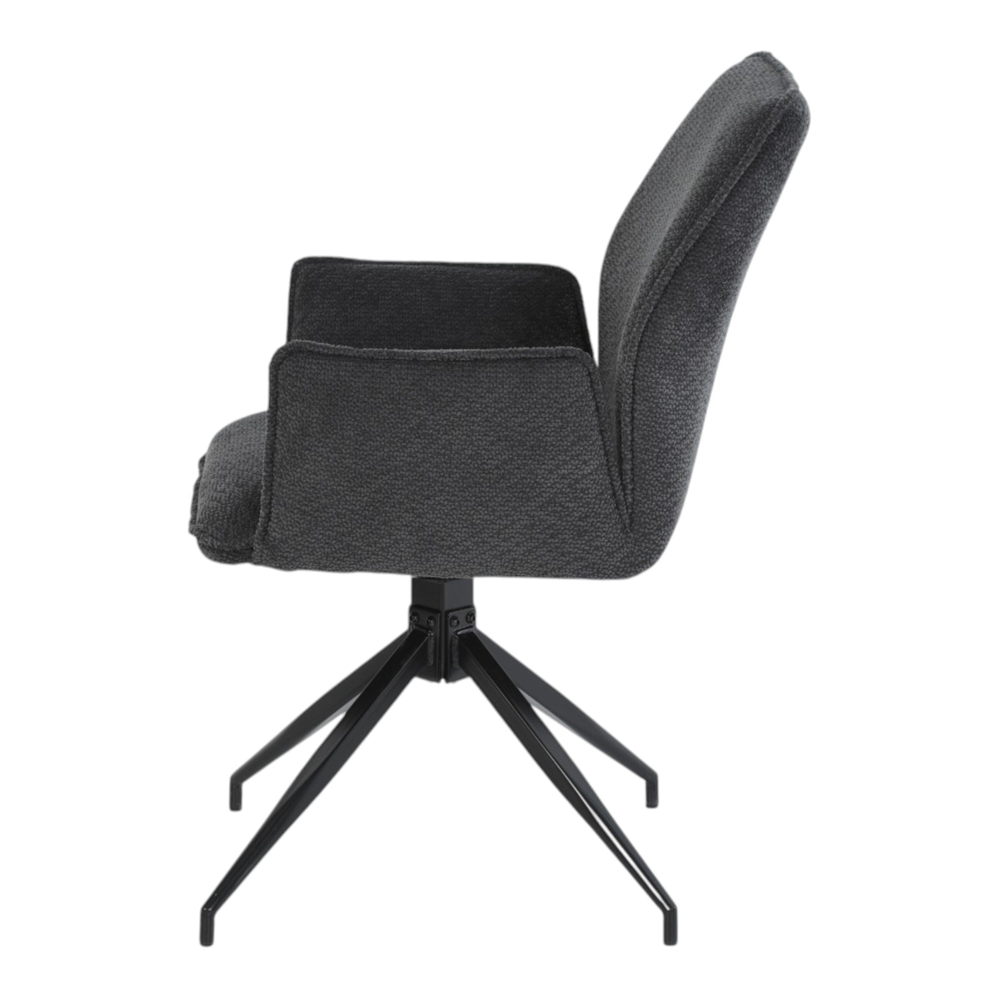 2 chaises avec accoudoirs pivotantes tissu noir - FITOUS II