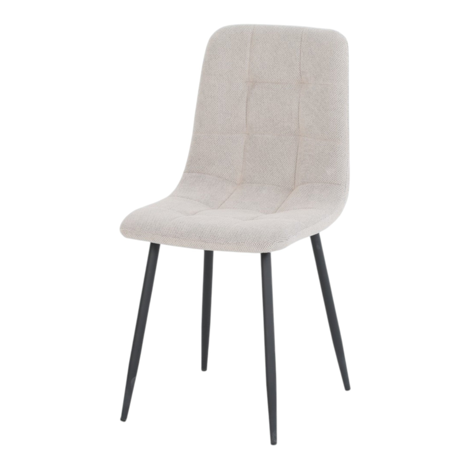 4 chaises tissu beige pieds métal noir - CLEO