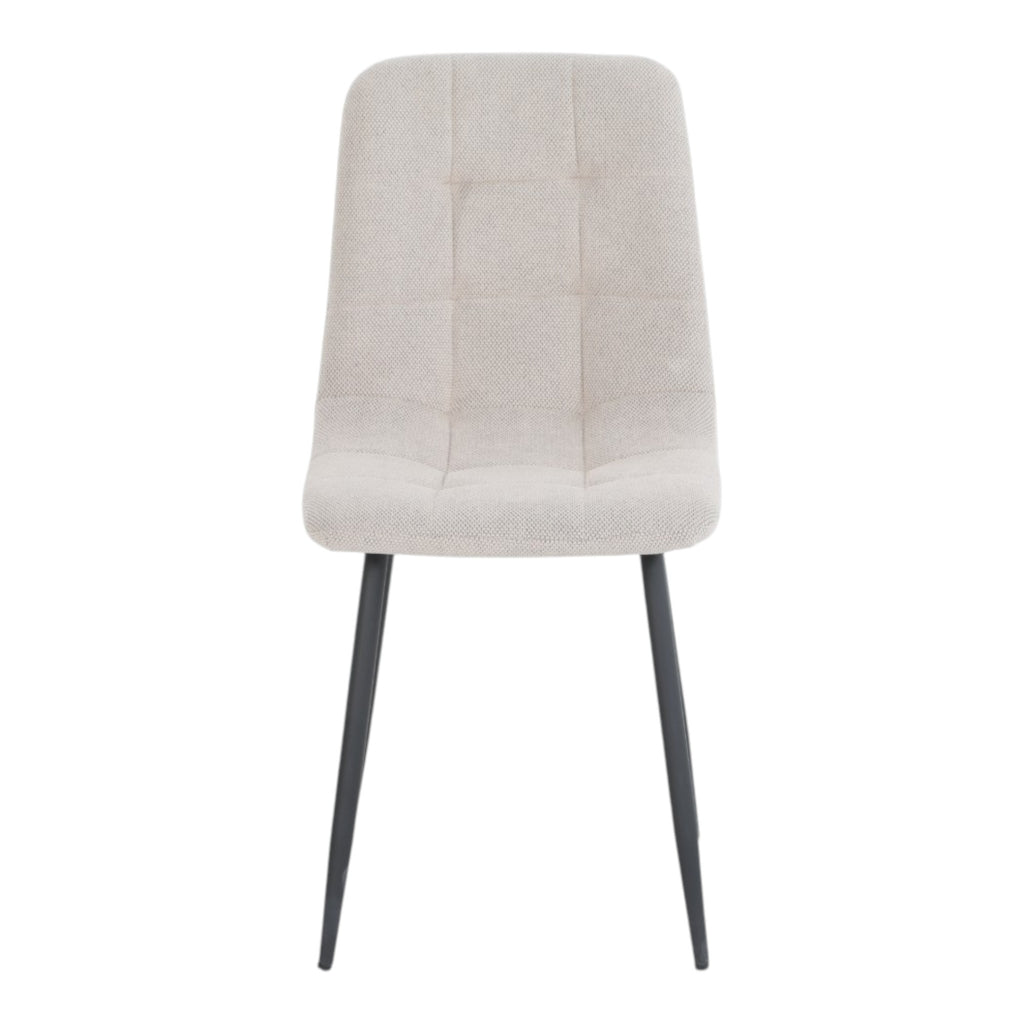 4 chaises tissu beige pieds métal noir - CLEO