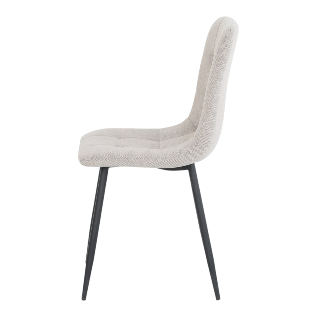 4 chaises tissu beige pieds métal noir - CLEO
