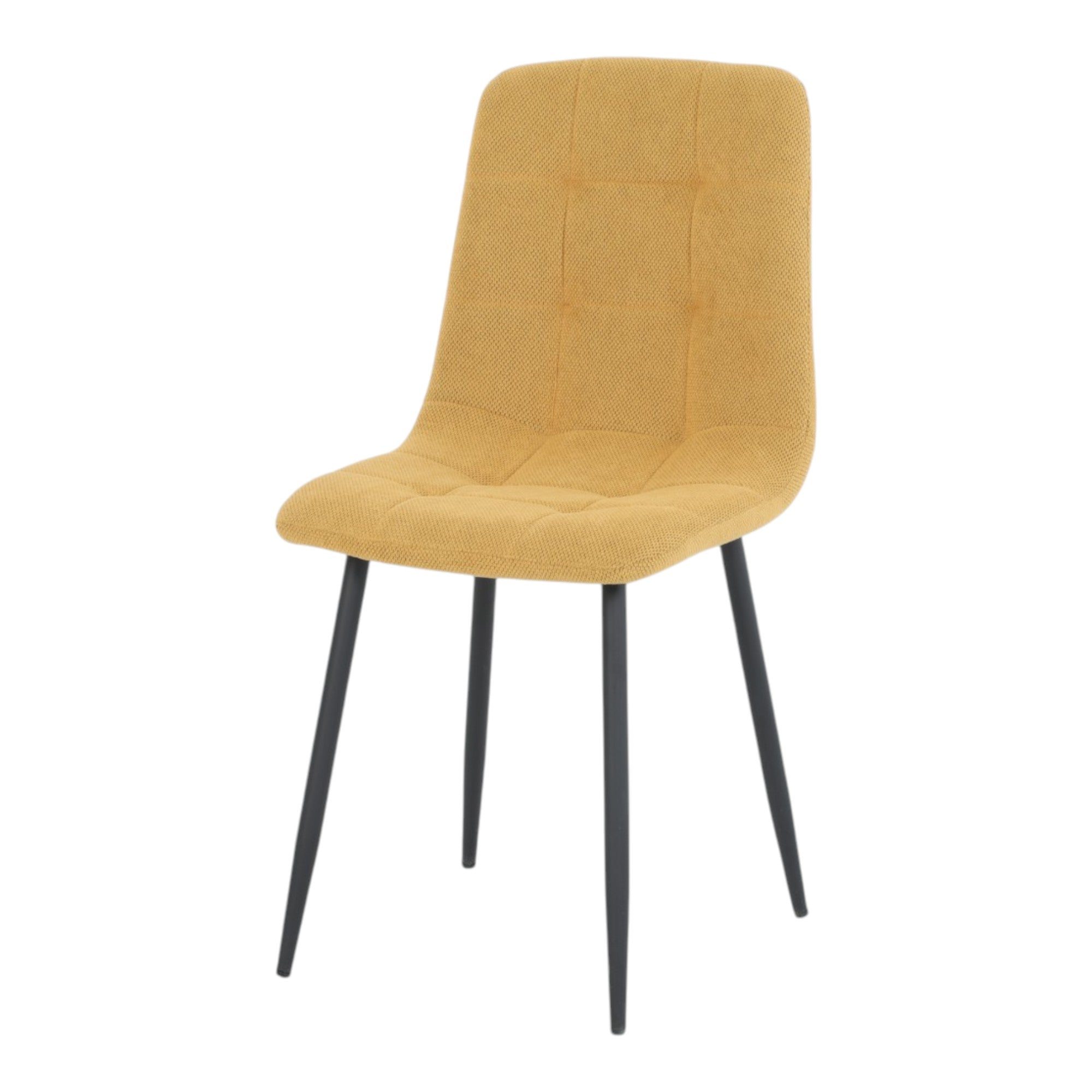 4 chaises tissu jaune pieds métal noir - CLEO