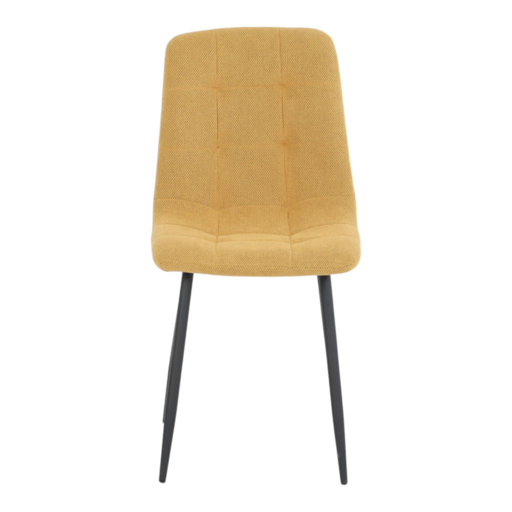 4 chaises tissu jaune pieds métal noir - CLEO