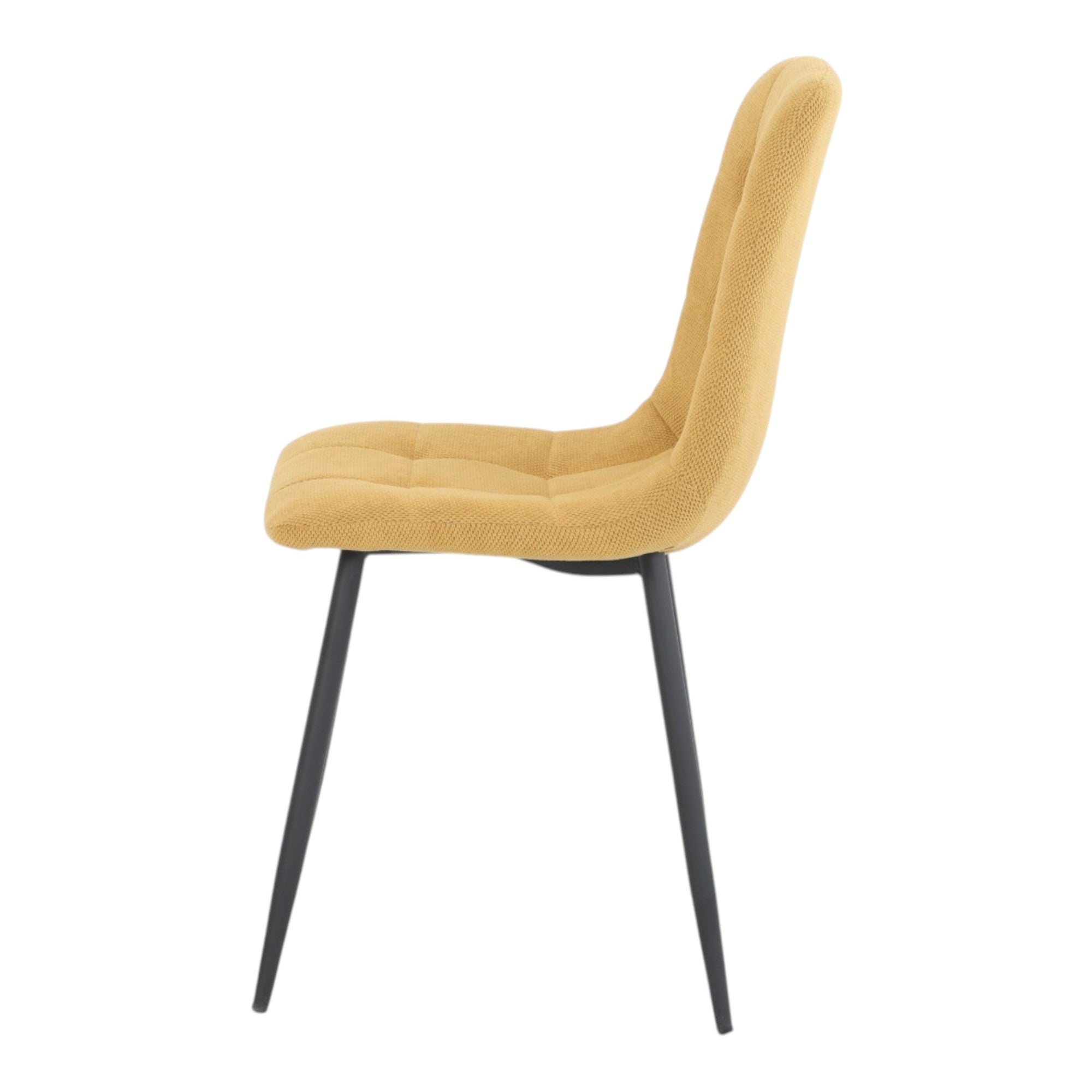 4 chaises tissu jaune pieds métal noir - CLEO