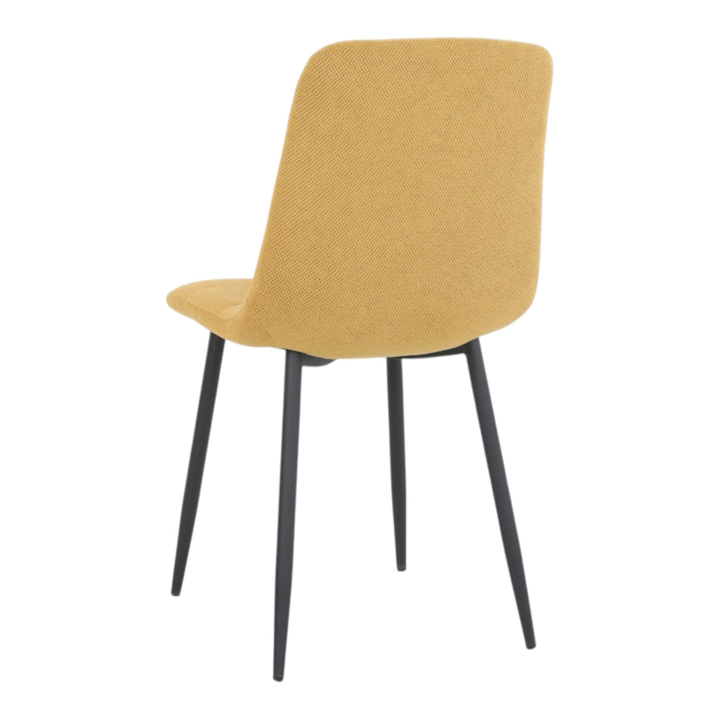 4 chaises tissu jaune pieds métal noir - CLEO