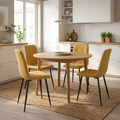 4 chaises tissu jaune pieds métal noir - CLEO