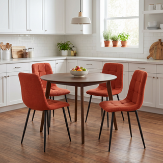 Lot de 4 chaises tissu orange pieds métal noir - CLEO