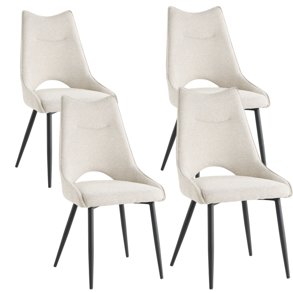 4 chaises tissu beige pieds métal - MAEL