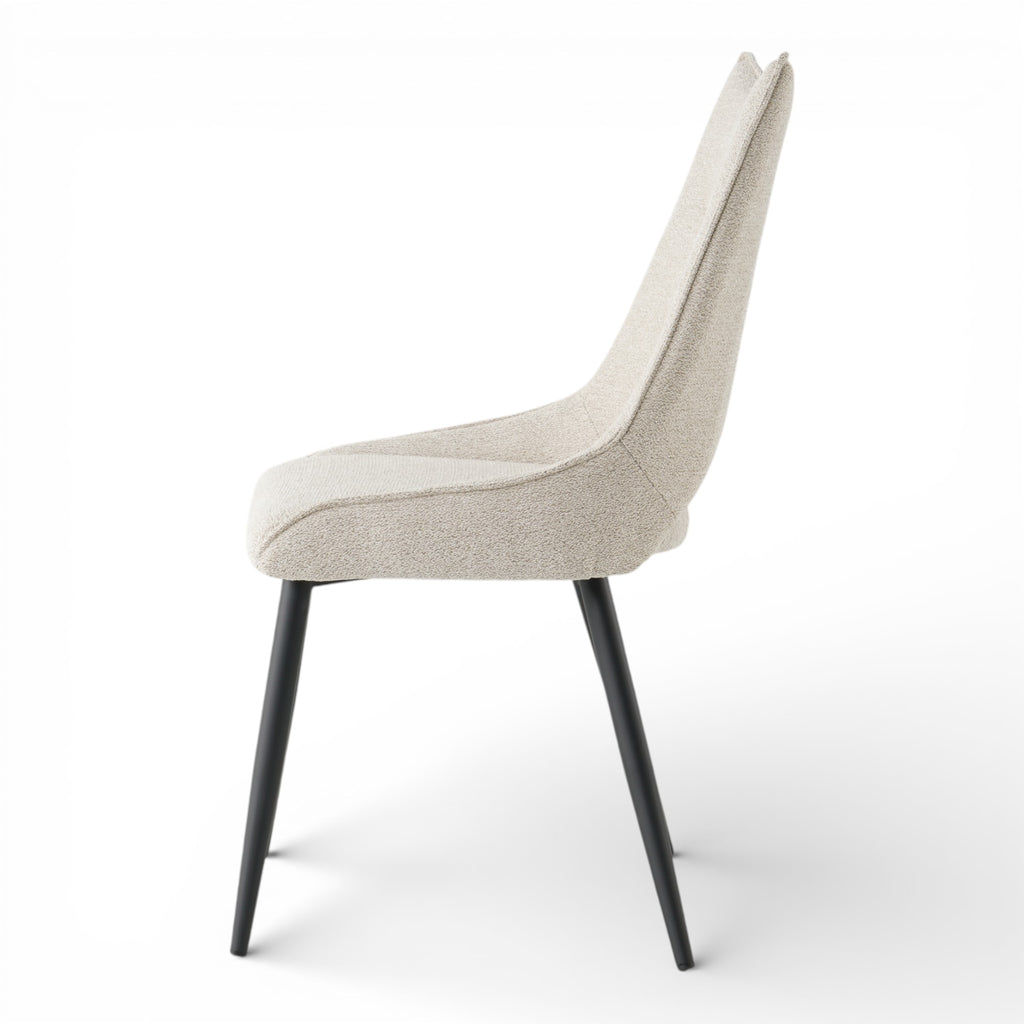 4 chaises tissu beige pieds métal - MAEL