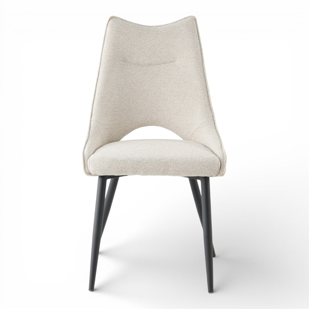 4 chaises tissu beige pieds métal - MAEL
