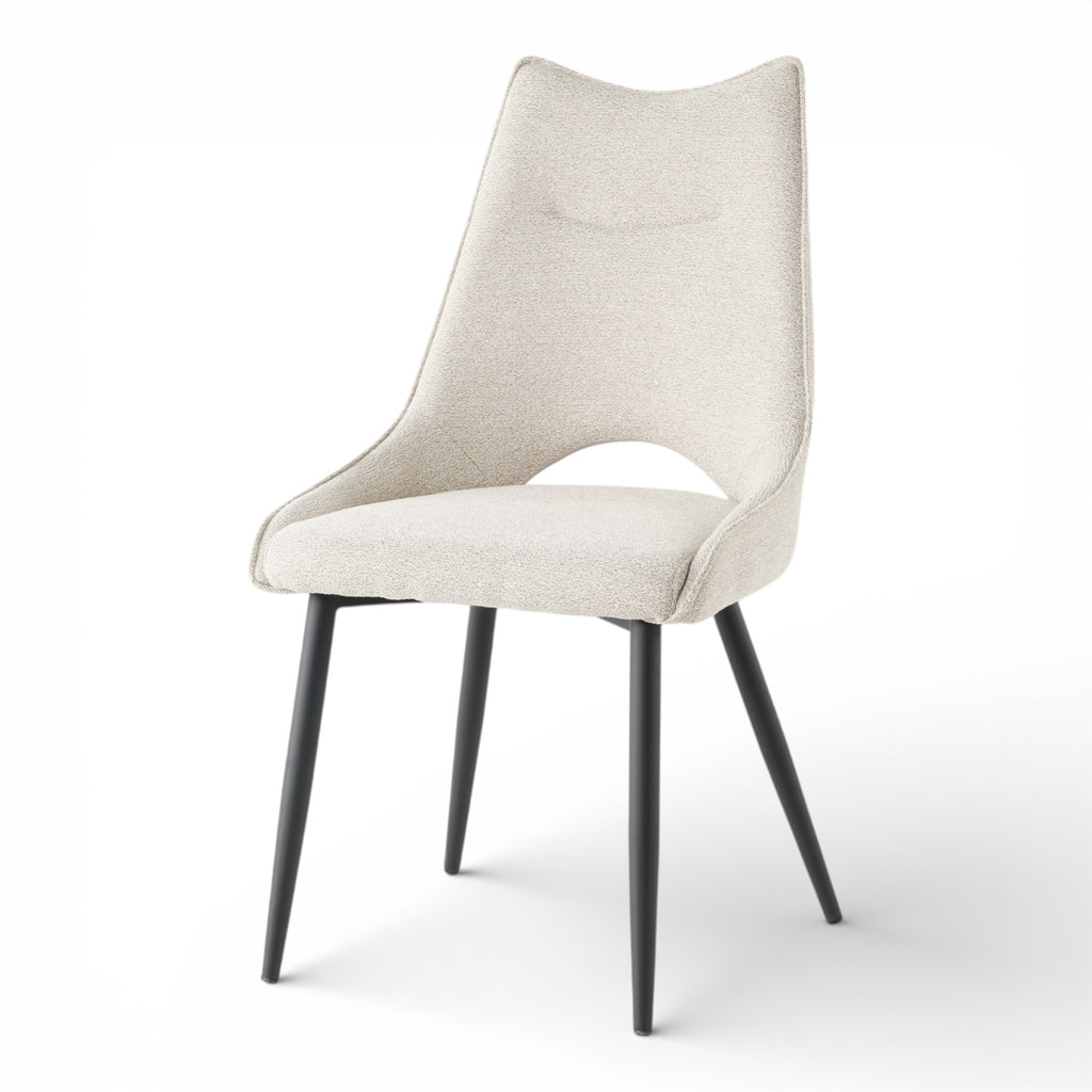 4 chaises tissu beige pieds métal - MAEL