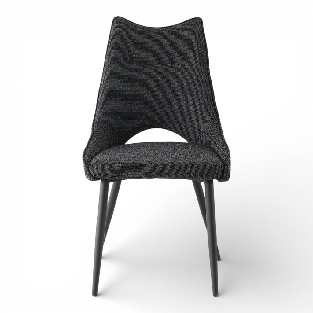 4 chaises tissu NOIR pieds métal - MAEL