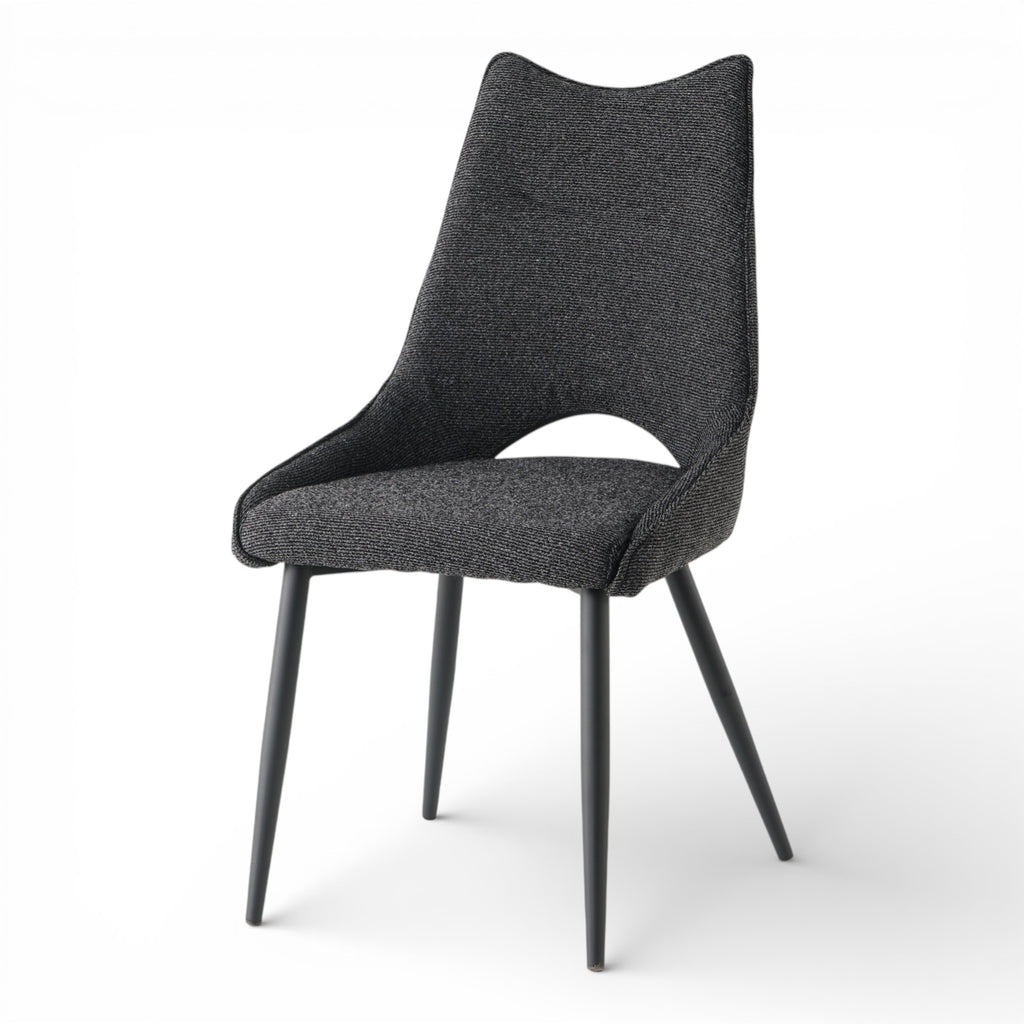 4 chaises tissu NOIR pieds métal - MAEL