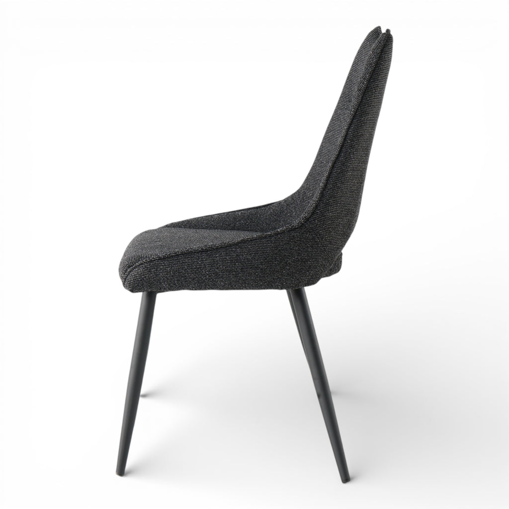 4 chaises tissu NOIR pieds métal - MAEL