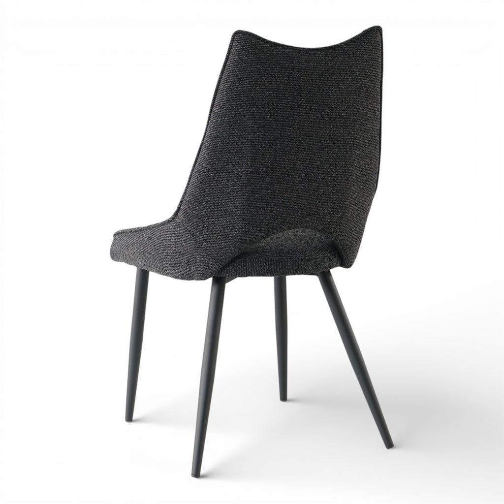 4 chaises tissu NOIR pieds métal - MAEL
