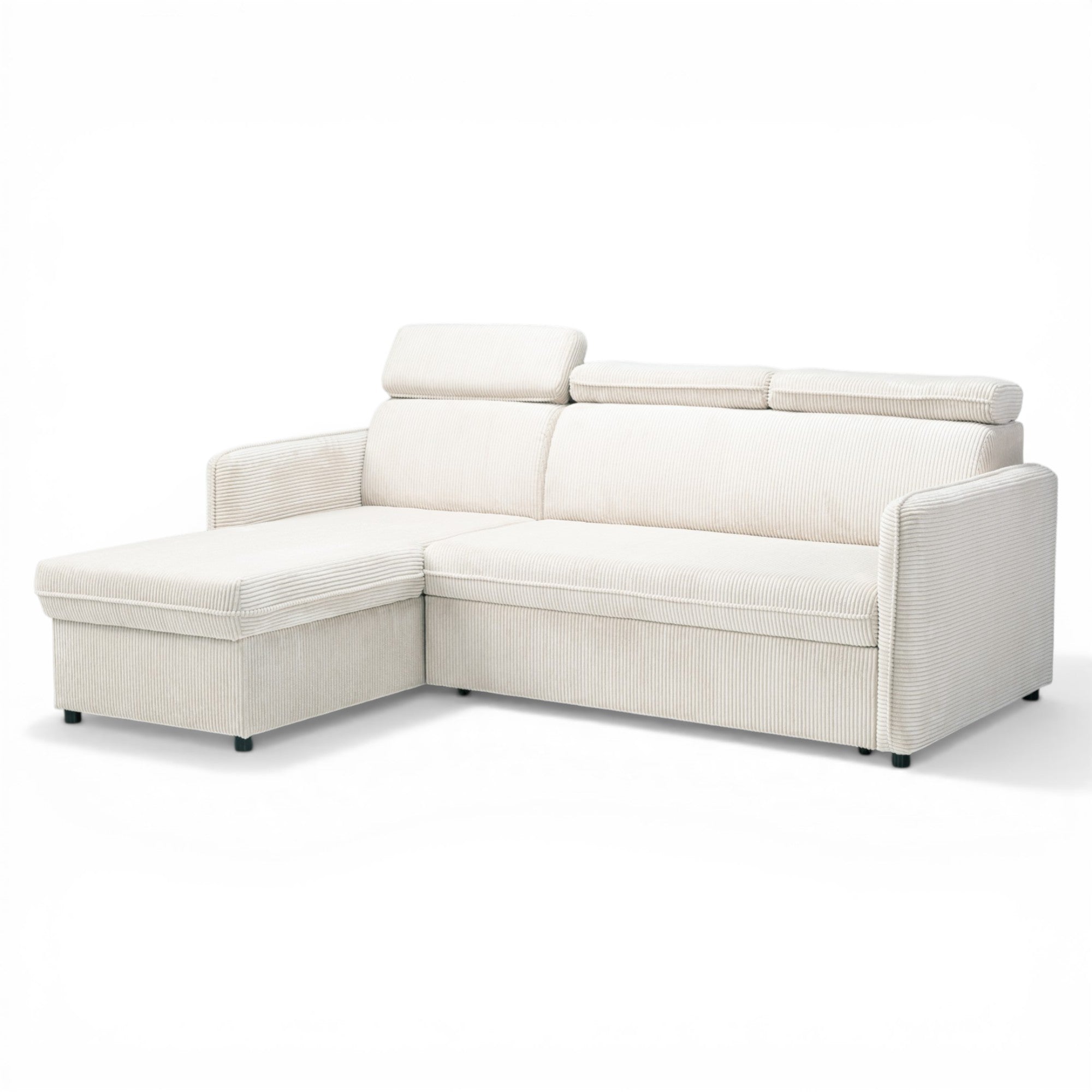 Canapé d'angle convertible en velours côtelé beige -  NOTTI