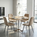 4 chaises tissu beige cowboy pieds métal noir - CLEO