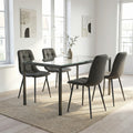 4 chaises tissu anthracite cowboy pieds métal noir - CLEO