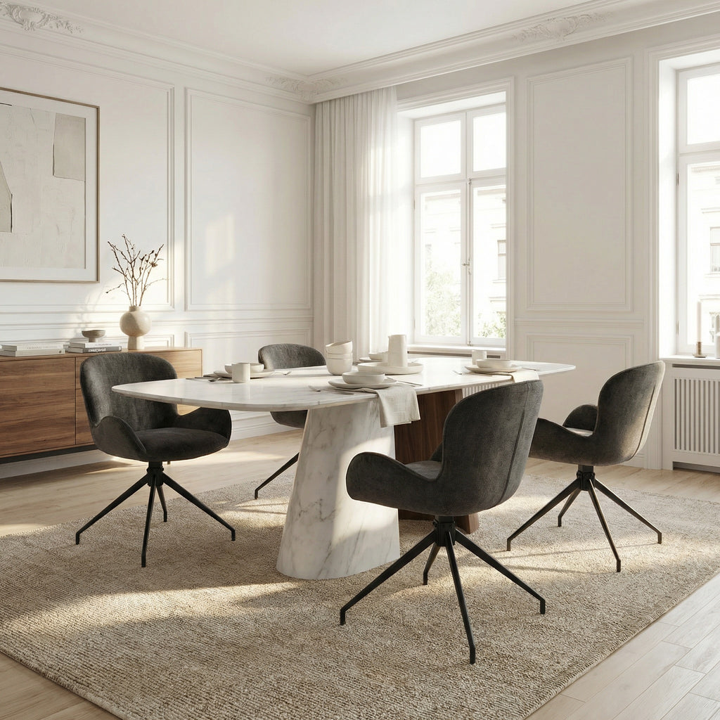 2 chaises pivotantes tissu gris foncé - ASYAR