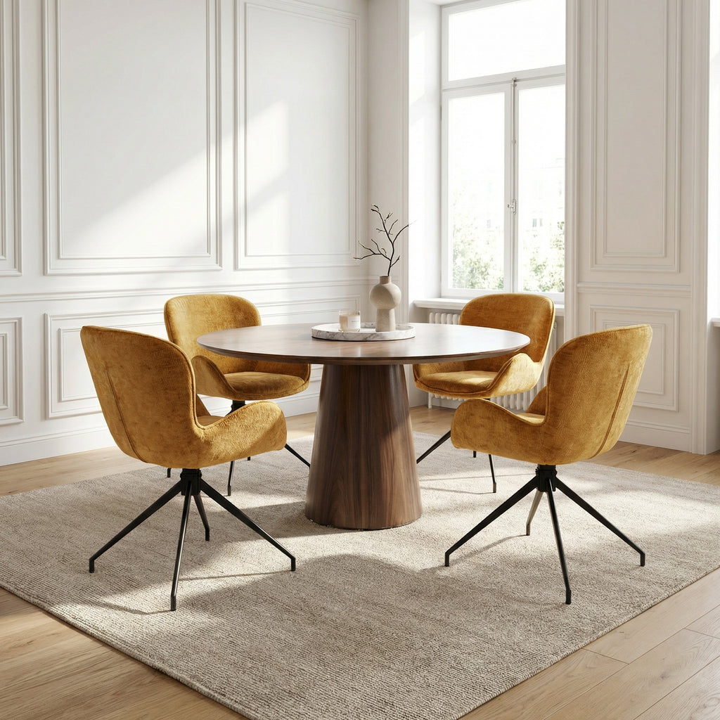 2 chaises pivotantes tissu jaune - ASYAR