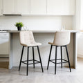Lot de 2 chaises hautes / tabourets H65 cm tissu beige - MALOY