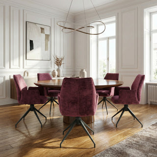 Lot de 2 chaises avec accoudoirs pivotantes tissu bordeaux - FITOUS